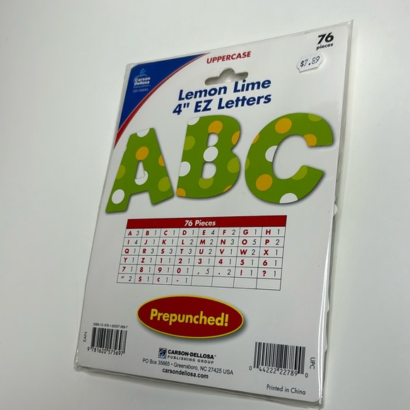 Carson Dellosa uppercase lemon lime 4” EZ letters - Picture 5 of 5